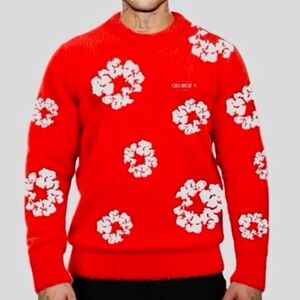 Avenue George V Paris Red Fuzzy Crewneck XL Sweater - Designer, New With Tags